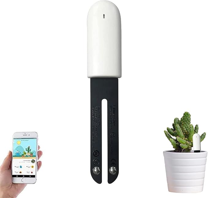 Soil Moisture Meter 4 in 1,Plant Water Monitor,Automatically detect Moisture/Temperature/Light/Fertility,Can Connect to Mobile Phone via Bluetooth,Hygrometer Sensor for Indoor Plants (1pc)
