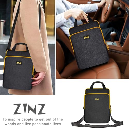 Laptop Shoulder Bag 12.3-13 inch Case Sleeve, Expandable Handbag with Valuables Compartment Compatible with MacBook Air/Pro/Neo 13", iPad 12.9"/13"/11", Shockproof,Black-Yellow edge - color: Black-yellow Edge
