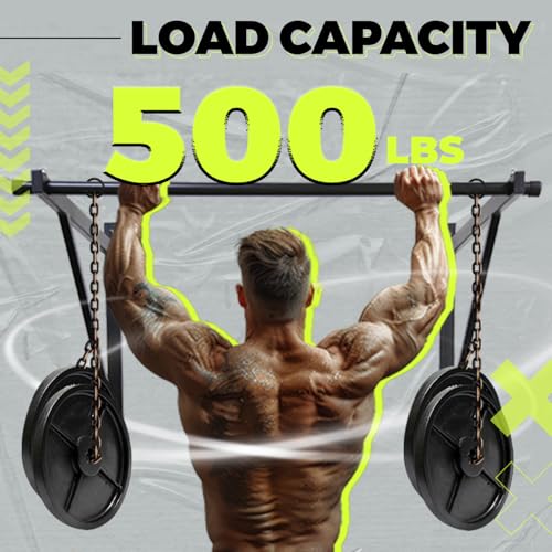 ECOTRIC 46'' Wall Mounted Pull Up Bar Chin up Bar Doorway Exercise Bar | Upper Body Gym Workout Bar Heavy Duty Training Fitness Home Heavy Duty 500lbs