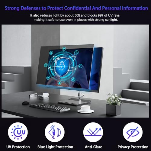 19" Privacy Screen Computer for 16:10 Aspect Ratio, 2-Sided Removable Anti-Peeping/Anti-Glare, Blue Light Block, UV Protect, Reduce Strain, Anti-Scratch, Fits 19-inch 16:10 Protector Film - size: 19inch 16:10