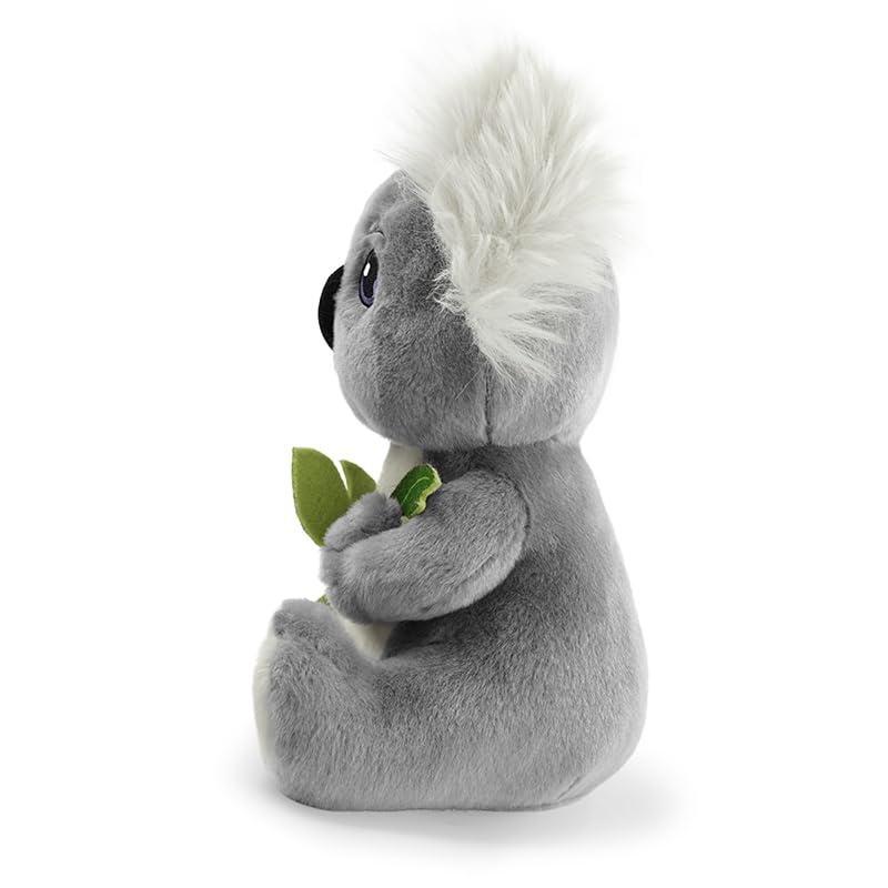 JUSTQUNSEEN Koala Stuffed Animal Plush Toy with Eucalyptus Leaf 10 Inch Cute Soft Koala Bear Plushies Safe Embroidered Eyes Zoo Animals Decor Birthday for Kids Toddlers Boys Girls