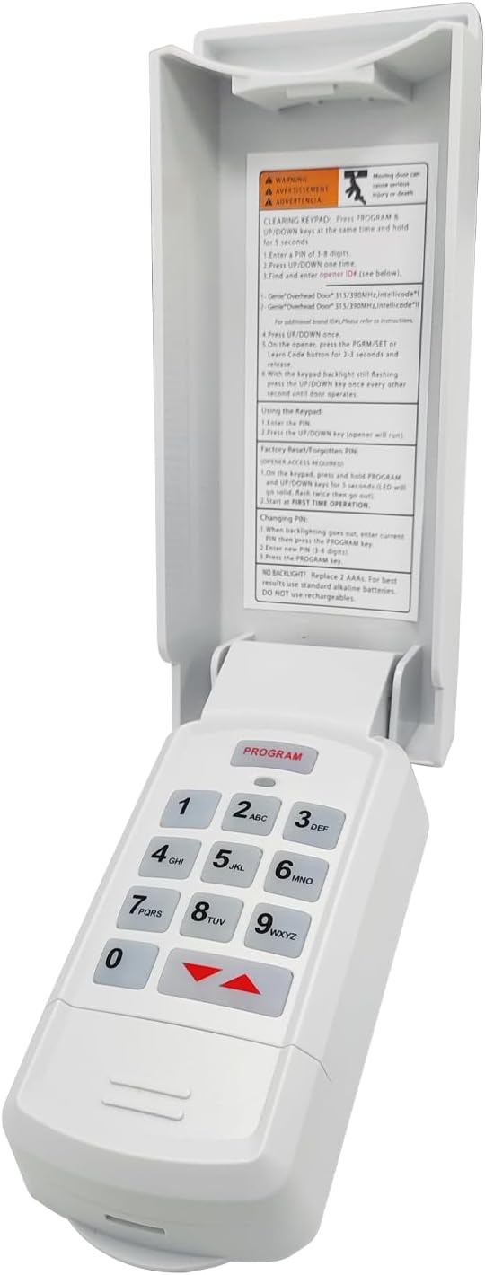 for Genie Garage Door Opener Keypad Compatible with All Genie Intellicode Overhead Door Codedodger and Dip Switch Opener for 1995-Current Models 315/390MHZ Wireless Keyless Keypad Replacement