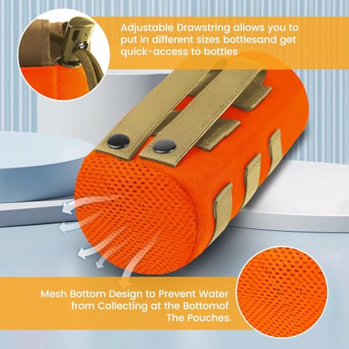 Molle Water Bottle Holder, Upgraded 1000D Nylon Tactical Molle Water Bottle Pouch, Sports Water Bottle Bag Bottom Mesh Lining Hydration Carrier for Camping, Climbing, Hiking and Travelling - color: Tan-Camo