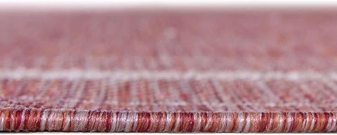 Unique Loom Outdoor Border Collection Area Rug - Soft Border (13'Square, Rust Red/ Ivory)