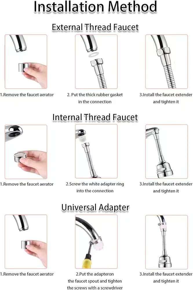 Kitchen Faucet Sprayer Attachment, Movable Faucet Extender for Kitchen Sink, 360° Rotatable Faucet Outlet Nozzle Sink Faucet Head Anti-Splash Faucet Adapter for Kitchen Sink