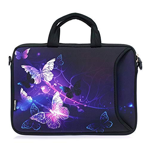10 inch Messenger Bag Carrying Case with Handle Accessory Pocket Fits 7 to 10-Inch Laptops/Notebook/Kids Tablet (7-10.2 inch, Butterflies) - color: Butterflies, size: 7-10.2 inch