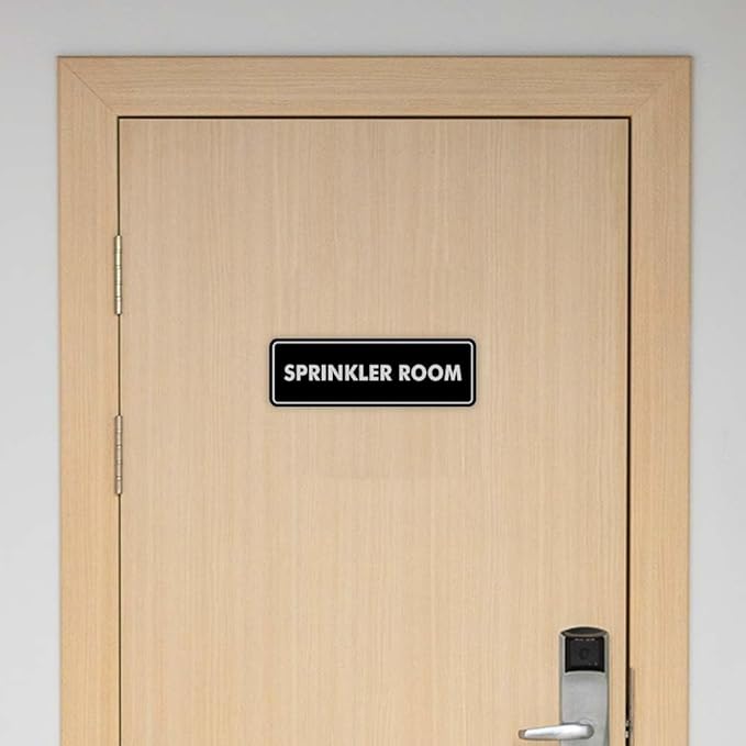 Signs ByLITA Standard Sprinkler Room Sign (Brushed Gold) - Small 2 Pack