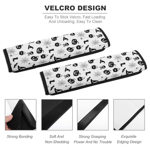 2 Pack Goth Skull Black Bat Pumpkin Seat Belt Cover Universal Fit Shoulder Protector for Adults and Children, Most Cars, Comfortable Driving - color: Pattern 1068