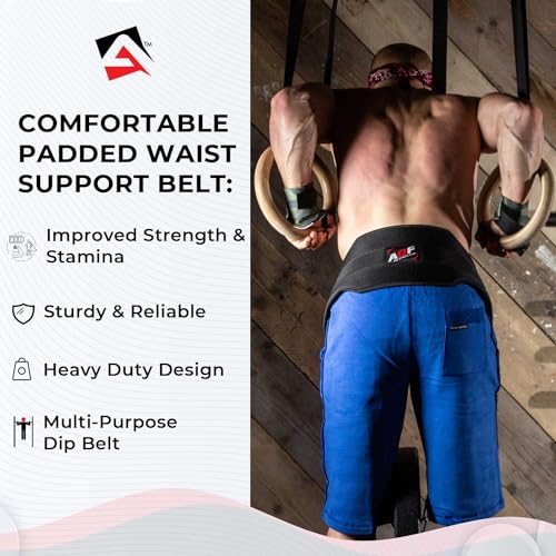 AQF Dip Belt with 36" Steel Chain - Neoprene Padded Back Support Belt | Secure Carabiners for Weighted Pull ups, Dips, Gym, Powerlifting, Bodybuilding, Squat & Fitness - color: Black