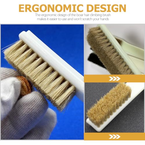 Ciieeo 2pcs Climbing Rocks Brush with Boars Hair Bristles and Sturdy Handle, Outdoor Bouldering Stone Cleaning Tool for Sports Climbing Supplies