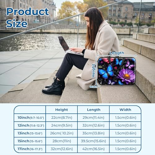 Laptop Sleeve with Handle 15.6 Inch, Waterproof Laptop Case Bag, Butterfly Flowers Pattern Design Computer Sleeve Compatible with MacBook Air, Pro, HP, Dell, Lenovo, ASUS - color: Butterfly Flowers, size: 15inch(15-15.6")