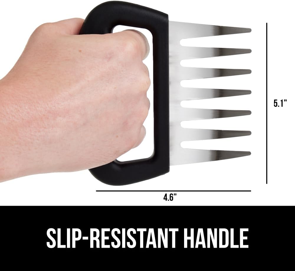 GORILLA GRIP BPA-Free Chicken Shredder Meat Claws, Sharp Stainless Steel Food Shredding Fork, Comfortable Handle, Easily Shred Pulled Pork, Taco Meats, Kitchen Smoker BBQ Tool, Dishwasher Safe, Black