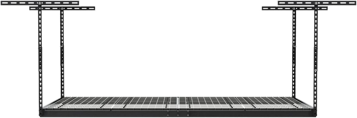 MonsterRax Overhead Garage Storage Rack - 4 x 8 Ceiling Racks for Garage, Organization Shelving, Hanging Shelf, Grey, 24"-45" Height Adjustment