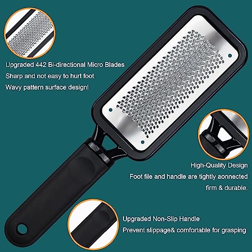 Foot File Foot Scrubber Pedicure, 2 Pcs Stainless Steel Callus Remover for Feet, Professional Foot Grater Rasp Scraper Corns Callous Removers Tool to Hard Skin Corns for Dry and Wet Fee - style: 2 X Foot Rasp