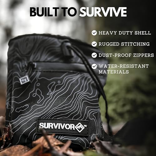 SURVIVOR Chalk Bag + Refillable Chalk Ball + 250ML Liquid Chalk Bundle