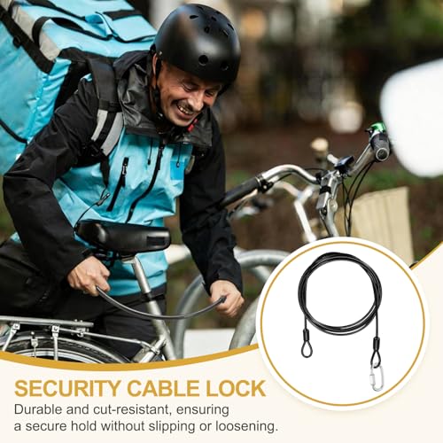 PATIKIL Security Cable Lock (1/8" Dia 4.9ft, Black) Vinyl Coated 304 Stainless Steel Double Loop Flexible Wire Rope Safety Cable with Quick Links Locking Connectors - color: Black, size: 1/8" x 4.9ft