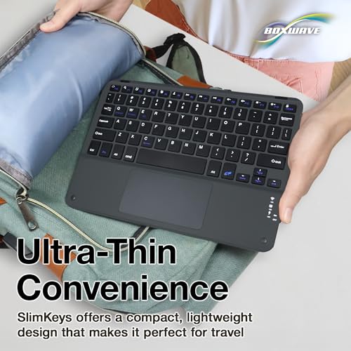 BoxWave Keyboard Compatible with Frunsi Rubens T8 (8 in) - SlimKeys Bluetooth Keyboard with Trackpad, Portable Slim TouchPad - Jet Black