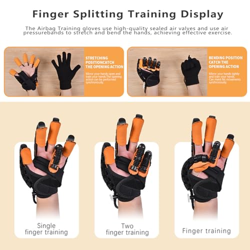 Rehabilitation Robot Gloves, Finger Exerciser for Stroke Recovery Hand Glove Equipment Hand Function Rehabilitation (Orange Right Hand XL) - size: Right Hand XL
