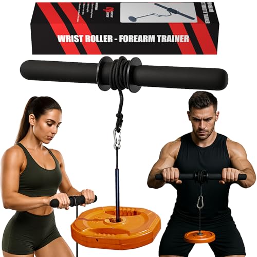 Wrist Roller & Forearm Strengthener, Forearm Exerciser Trainer for Men, Wrist and Grip Strengthener, Up to 130 LBS Load, Non-Slip Grip, 25mm/50mm Load Compatible Fore Arm Strength Trainer