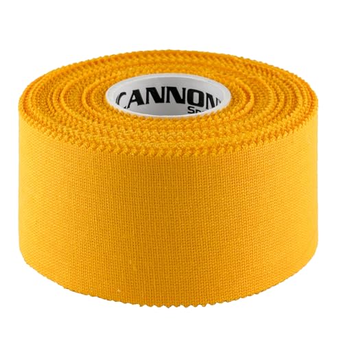 Cannon Sports Premium Athletic Tape - 1.5” x 45 Feet Per Roll - Easy Tear, No Sticky Residue, Very Strong, Hypoallergenic and Latex Free - Ideal for Sprains, Strains, First Aid - Pack of 3 (Gold) - color: Gold