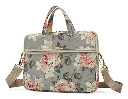 White Rose Patten water resistant Laptop Shoulder Messenger Bag Case Sleeve for 14 Inch 14.1 Inch Laptop,Laptop Briefcase - color: White Rose, size: 14-14.1 Inch