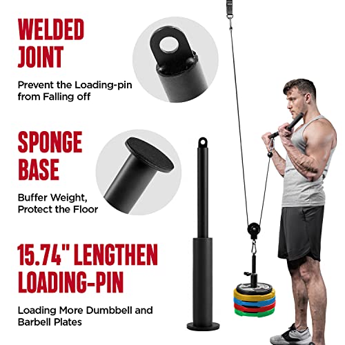 FitBeast Pulley System Gym, Cable Weight Pulley System for Gym LAT Pulldown, Biceps Curl Workout, Ideal Home Gym Equipment for Forearm, Shoulder, Strength Training - style: Set with Multi-functional Bar