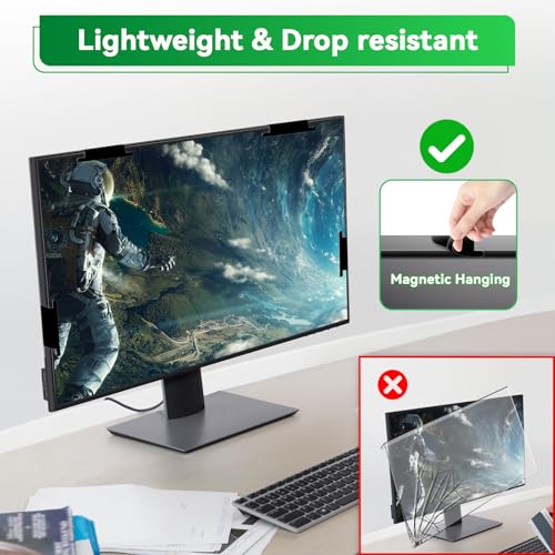 [2 Pack] Magnetic Hanging 27 Inch Computer Anti Blue Light Screen Protector for 16:9 Aspect Ratio Widescreen Monitor, Eye Protection Anti-Glare Light LED PC Screen Protector, Removable 27in Protective Film - size: 27 inch