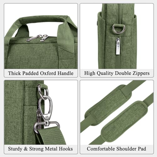 Voova 15.6-15 Inch Laptop Bag, Computer Bag, MacBook Bag, Army Green | Expandable splash-proof laptop messenger bag with removable strap; fits notebooks, MacBook, HP, Dell, Lenovo and Asus - color: Army Green, size: 14-15.6 Inch