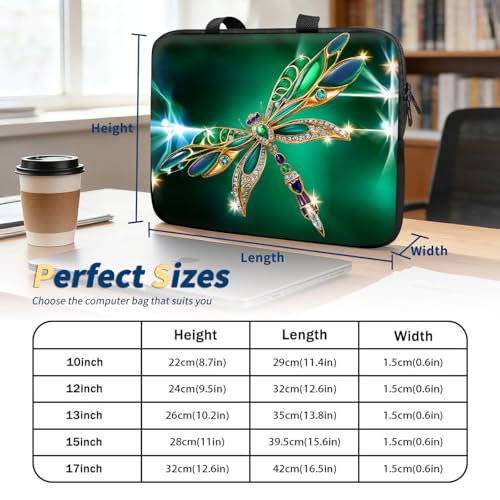 Laptop Bag 15.6 Inch,Resistant Shockproof Laptop Sleeve Case Protective Cover Carrying Case with Handle Compatible for HP Dell Lenovo Acer Asus Notebook Computer,Emerald Dragonfly - color: Emerald Dragonfly, size: 15-15.6 in