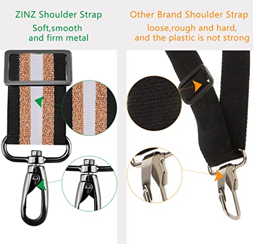Bag Shoulder Strap, Padded Adjustable Shoulder Strap Replacement - color: Black Gold, size: 57"