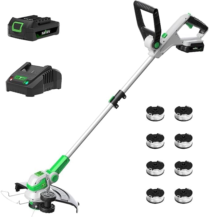 SOYUS Weed Wacker Battery Operated, 12 Inch String Trimmer Cordless, 20V Weed Wacker Electric with Battery and Charger, Lightweight Edger Trimmer with 8 Pcs Replacement Spool Trimmer Lines