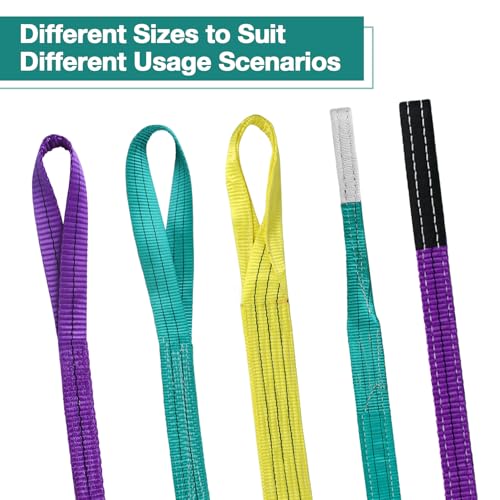 Lift Sling Straps,1" x 2' 2-Ply Heavy Duty Flat Eye Lift Slings 2P | Polyester Lifting Strap Nylon Tree Saver Recovery Strap Web Sling Rigging Moving Tow Hoist Gear Straps 3200lb 2600lb 6400lb - color: Purple, size: 1" x 2' (2 pack)