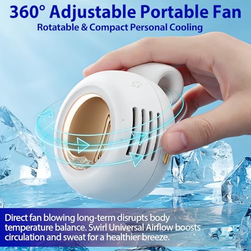 jintion Handheld Fan Portable Neck Waist Personal Mini Clip on Hand Fans Rechargeable Wearable for Shirt Belt That Deliver Refreshing Cool Breeze Under Held Cooling Wind Small 360° Rotatable - color: Green