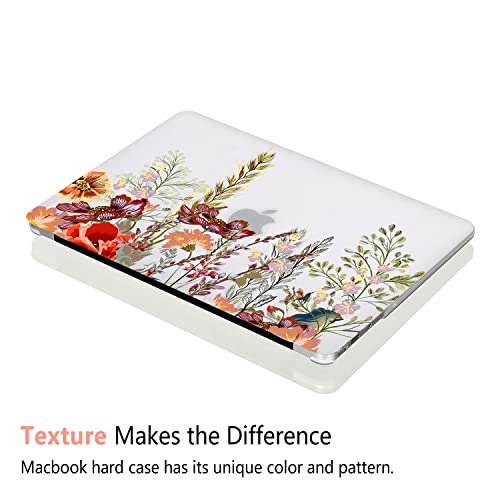 Case for MacBook Air 13-inch Laptop M5 M4 M3 M2 A3449 A3240 A3113 A2681 2026-2022 Release with Touch ID, 3D Effect Matte Clear See Through Hard Cover&Keyboard Cover, Field Flowers - color: Yellow Red