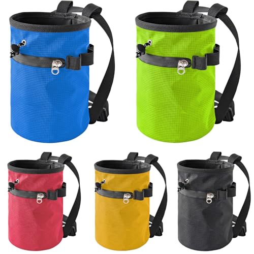 Rock Climbing Chalk Bag with Brush & Zippers Pockets Adjustable Bouldering Chalk Bag Bucket for Gym Climbing Gymnastic - color: Painted black