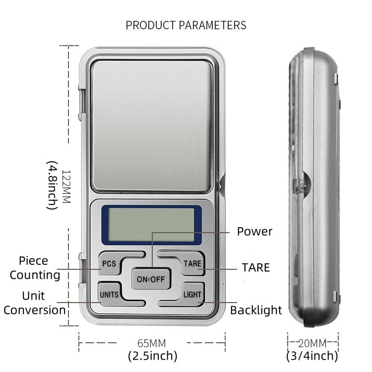 Digital Pocket Scale, 500g x 0.01g Precision, LCD Display with Backlight, Jewelry and Food Scale with Tray (Battery Not Included)