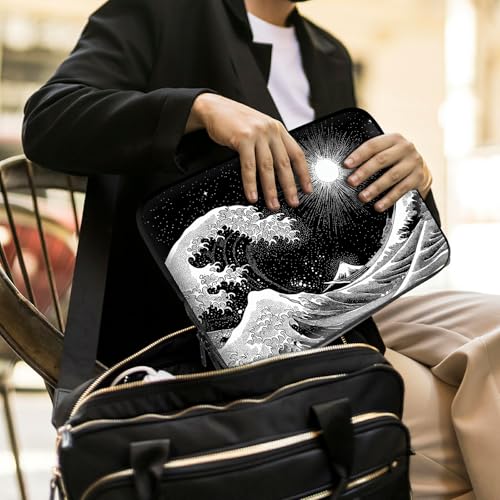 Laptop Sleeve with Handle 13 Inch, Waterproof Laptop Case Bag, Black Wave Pattern Design Computer Sleeve Compatible with MacBook Air, Pro, HP, Dell, Lenovo, ASUS - color: Black Wave, size: 13inch(13-13.6")