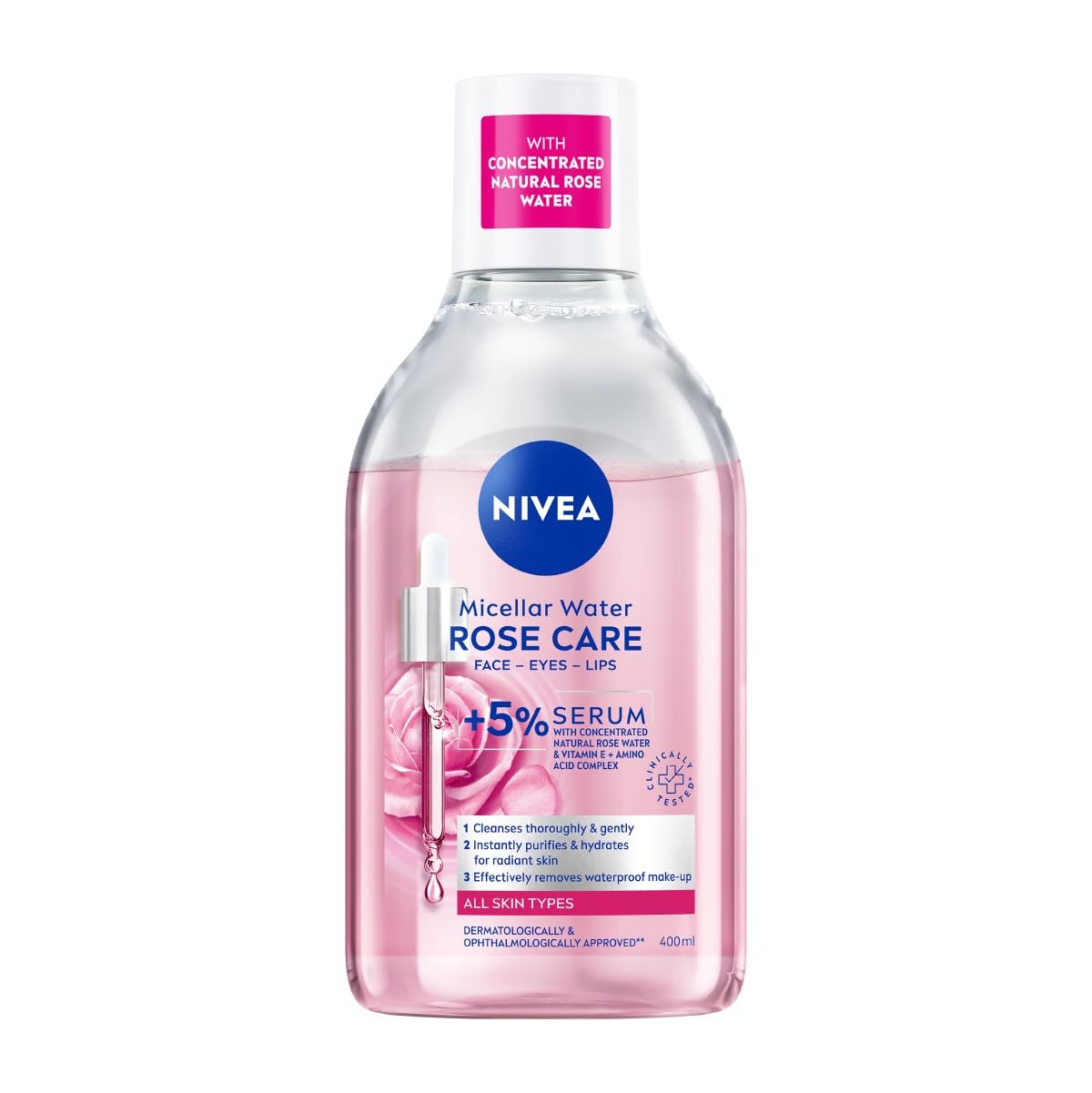 NIVEA Micellar Cleansing Water, Skin Breathe Rose MicellAIR, 400ml