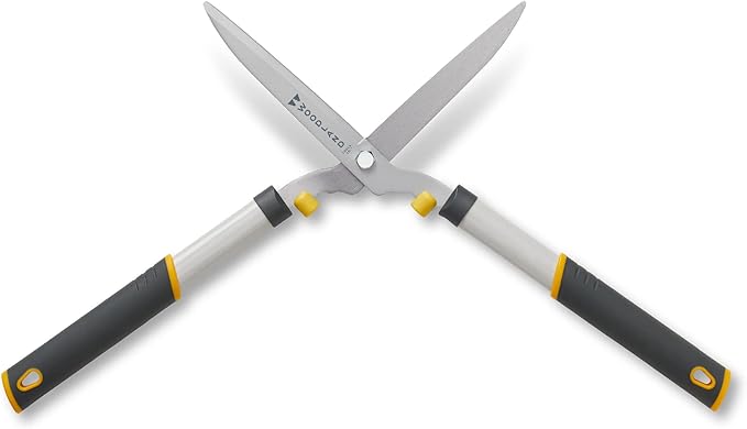 Woodland Tools 22" Regular Duty Hedge Shears - High Carbon Steel Blades, Non-Stick Coating, Cushioned Grips, Shock-Absorbing Bumpers, Manual Hedge Clippers for Shrubs and Bushes