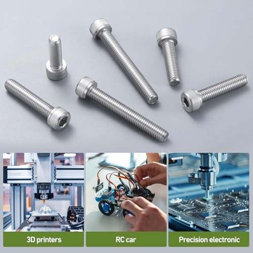 170PCS M6 Screws Assortment Kit, 304 Stainless Steel 18-8 Hex Socket Head Cap Screws Bolts Nuts and Washers Set, M6 x 8/10/12/16/20/25/30mm - size: M6 170PCS Socket SS