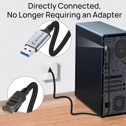 USB to Ethernet Cable 3.3FT, Gigabit USB 3.0 A to RJ45 Nylon Braided Cable | Network to USBA Cord, 1000Mbps Directly Connected, for Laptop, Desktop PC, Windows 10 and Windows 11 - size: 3.3FT, style: USB A to Ethernet
