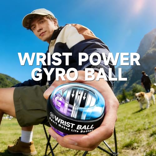 XMALL Torque Ball Hand Exerciser, Grip Strength Trainer, Auto-Start, Forearm Strengthener, Hand Strengthening Devices, Wrist Power Gyro Ball, Wrist Strengthener, Finger Exerciser - color: Blue