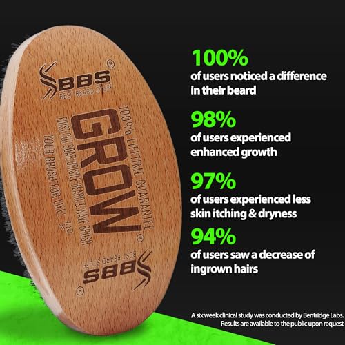 GROW Beard Brush & 360 Wave Brush for Men - Natural Boar Bristle For Fuller, Thicker Hair, Beard & Mustache - Premium Full-Size to Exfoliate, Strengthen Hair, Stimulate & Boost Growth (Pack of 2) - size: XL Brush (Pack of 2)
