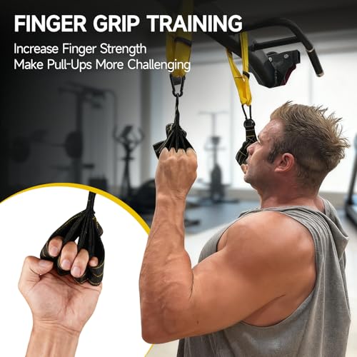FitBeast Pull Up Ball Grips & Finger Straps Set – Grip Balls for Dead Hangs, Pull Ups, Climbing & Home Gym Training - color: Yellow
