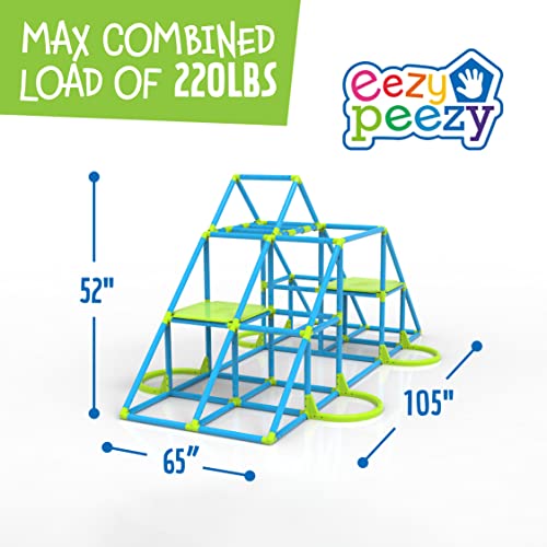 Eezy Peezy Mega Pyramid Monkey Bars Climbing Tower Active Outdoor Fun for Kids Ages 3 to 8 Years Old, Blue/Green - color: Blue/Green