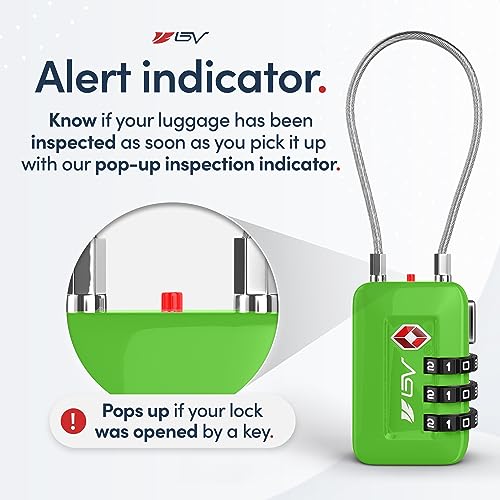 TSA Accepted Luggage Travel Lock, Set-Your-Own Combination Lock for School Gym Locker, Luggage Suitcase Baggage Locks, Filing Cabinets, Toolbox, Case(Green, 4 Pack) - color: Green 4-Pack