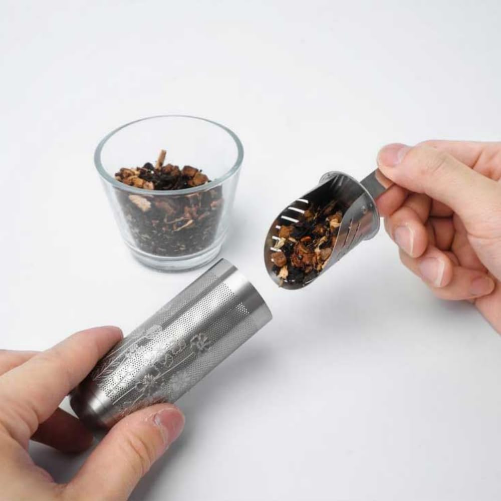 Tea Infuser Spoon For Loose Leaf Tea Stainless Steel Popsicle Tea Stick Tea Diffuser Long-Handle Tea Filter Easy to Carry Tea Strainer Pipe Tea Steeper Filter(Gold)