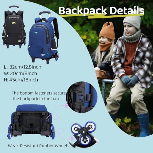 Mfikaryi Solid Color Elemetary Rolling Backpack,Camo Prints Kids Wheeled School BookBag,Backpack with wheels for boys - color: Black Yellow