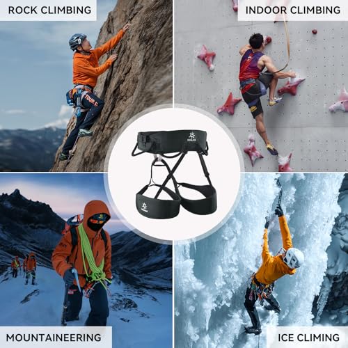 KAILAS Airo Rock Climbing Harness Men Roofing Harnesses Rescue Mountaineering Safety Belt Women Comfortable Lightweight - color: Black, size: Medium