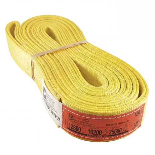 DD Sling 2" x 12' Nylon Endless Lifting Sling – USA Made | 12,800 lb Vertical, 10,200 lb Choker, 25,600 lb Basket – 2 Ply Heavy Duty 900 Webbing, Type 5 Endless Rigging Sling - size: 2"x12'